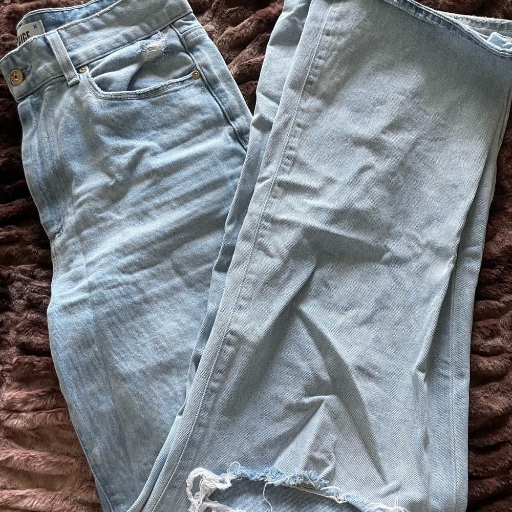 PAIGE Sasha Light Blue High-Waist Distressed Straight Jeans - Picture 10 of 10